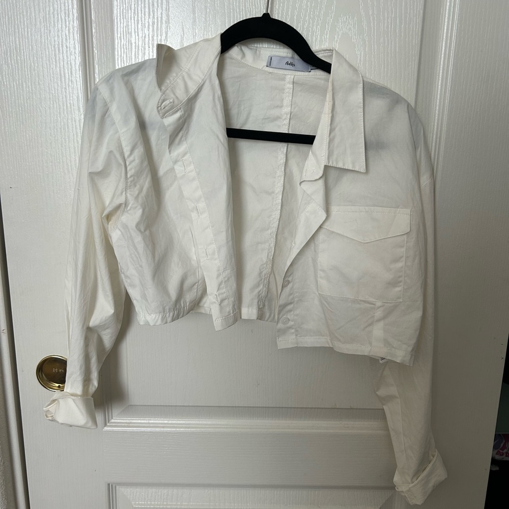 cropped button up shirt